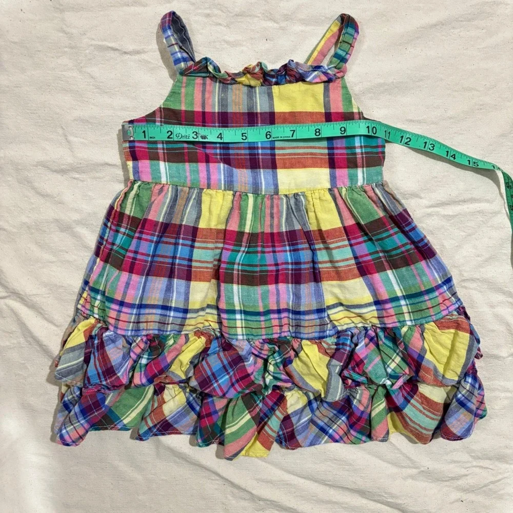 Ralph‎ Lauren Girls 24M Madras Plaid Ruffle Tiered Sundress Sleeveless